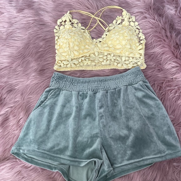 Alya Other - Alya Velour Shorts & True Lace Bralette